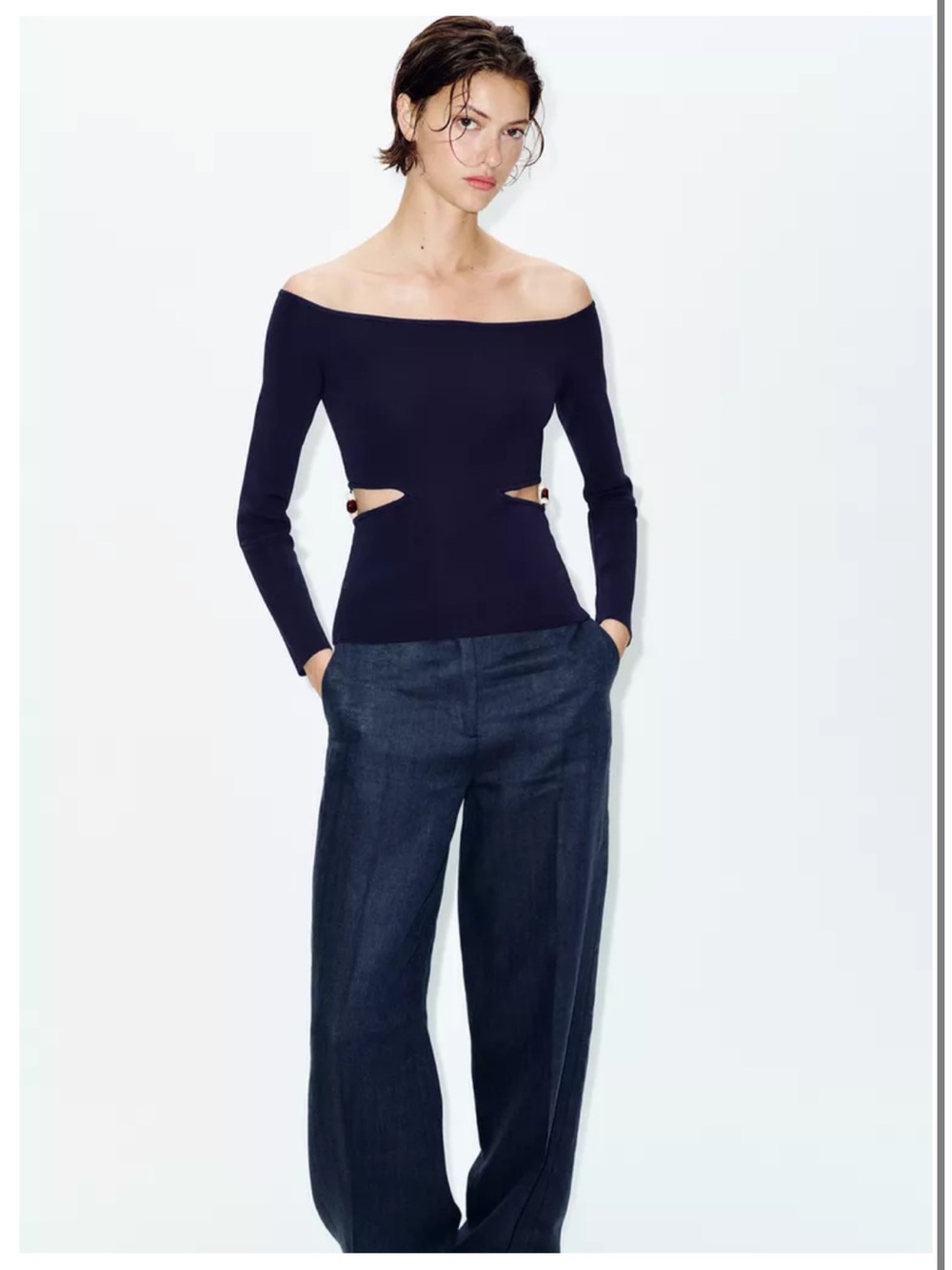 Zara beaded cut out top. Fits S.